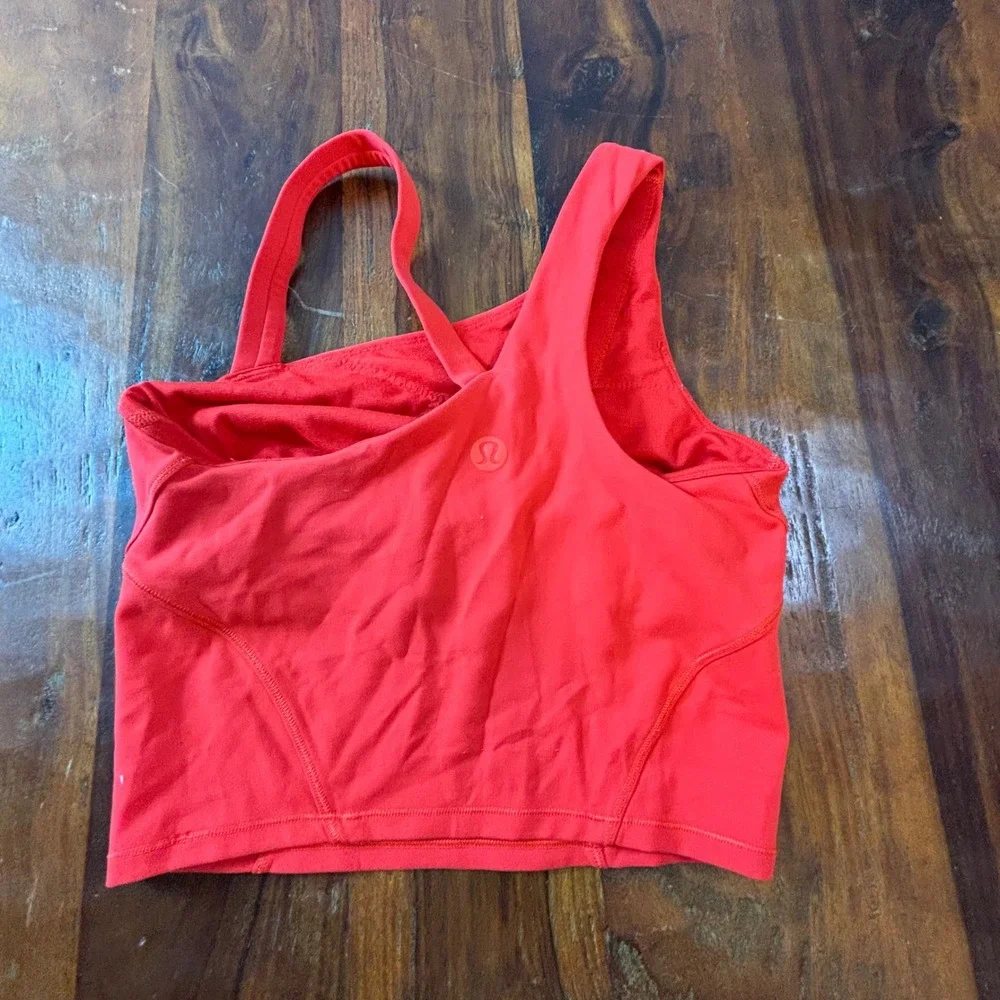 Lululemon Asymmetric Yoga‎ Tank Top Red Nulu One Shoulder Size 2 LW1EI5S